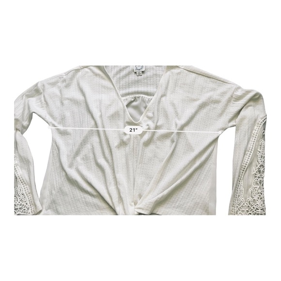 BLUE Rain Boho lace boxy cropped white top/tunic crossover/wrapped front WomenXS - Picture 13 of 16